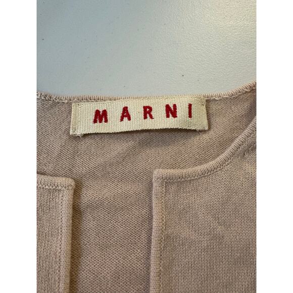 Marni Tan 100% Cashmere 3/4 Sleeve Open Front Cardigan Sweater Size 4 - Picture 4 of 6